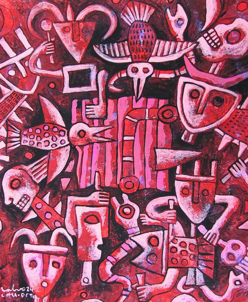 "Ancestro IV", pintura de Víctor Salvo.