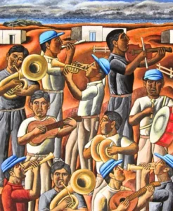 "Músicos del pueblo", pintura.
