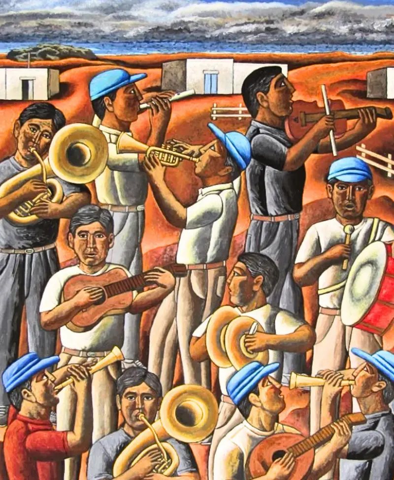 "Músicos del pueblo", pintura.