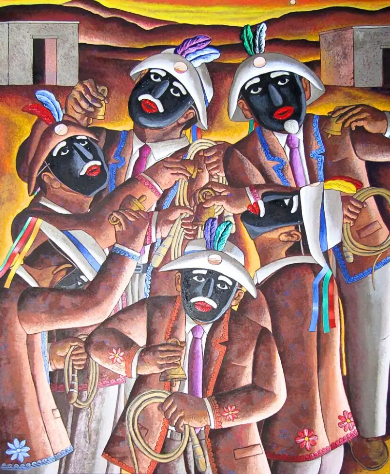 "Negros de Yauyos II", pintura, Víctor Salvo.