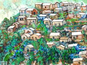 "Paisaje de Yauyos", témpera sobre cartón.