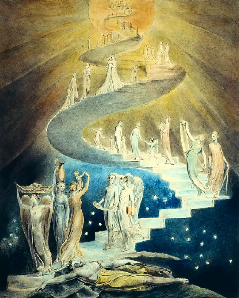 "La escalera de Jacob", acuarela de William Blake.