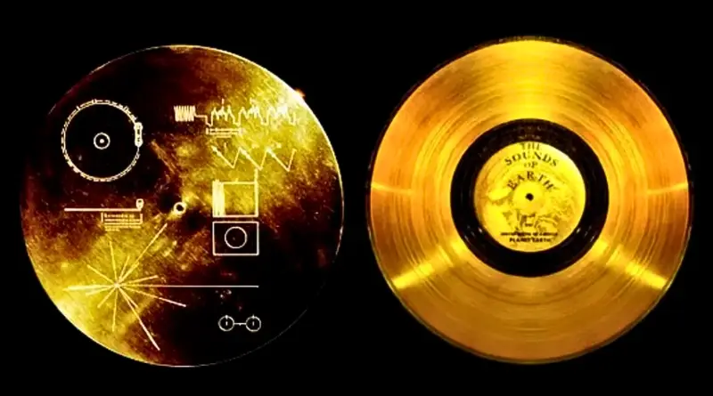 El disco fonográfico recubierto en oro, que viaja a bordo de las naves Voyager 1 y 2.
