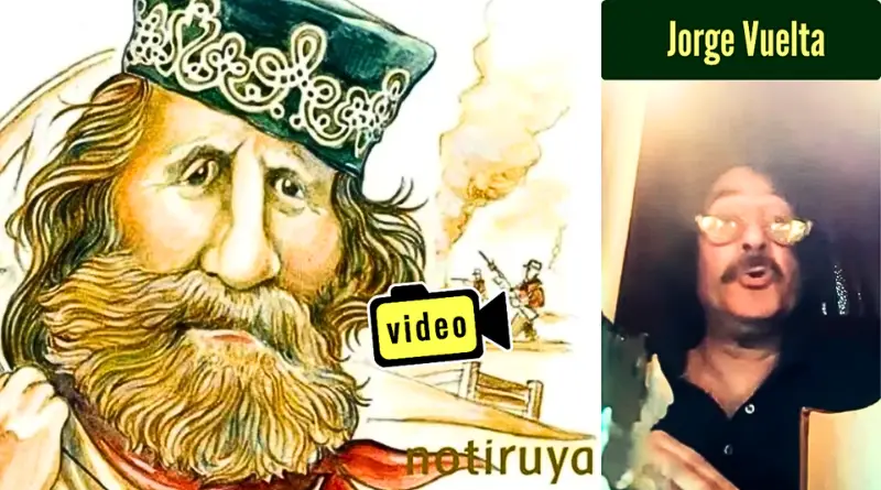 Dibujo de Giuseppe Garibali y a su derecha, foto de Jorge Vuelta en personaje de Memoris Nocturnae.